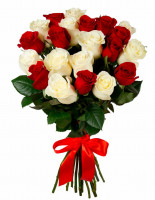 Букет из 21 Красной и Белой розы